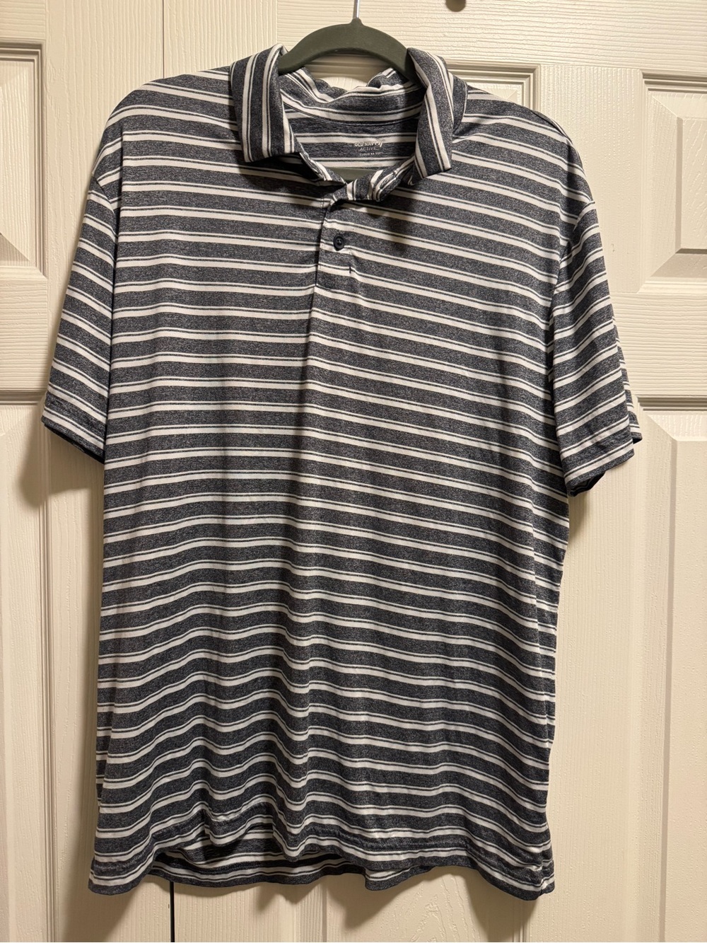 Old Navy Men's Navy and White Striped Polo